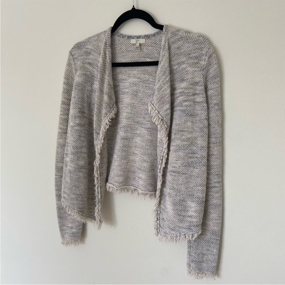 Joie Nalah B Tweed Jacket, Smoky Multi Fringe Linen Cotton Open Knit Size XS - Picture 2 of 10